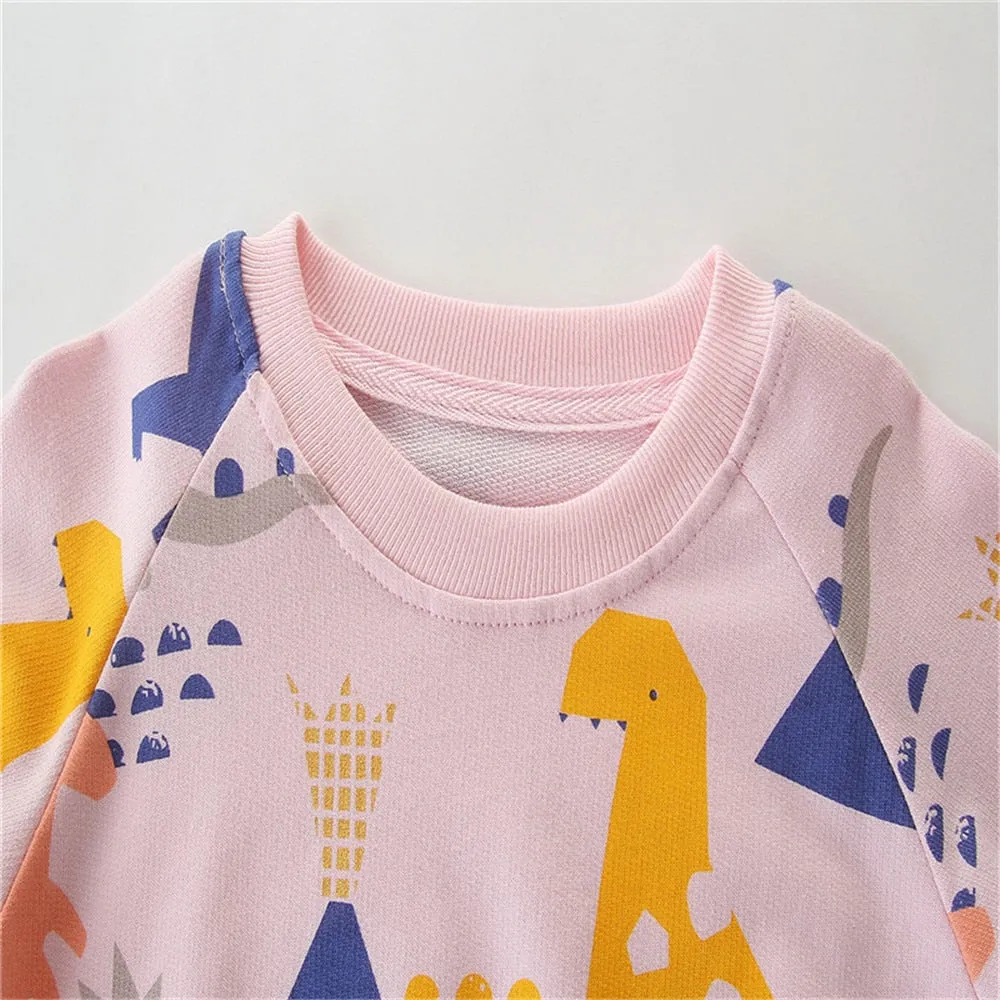 Girls Animal Print Cotton Sweatshirt - Pink