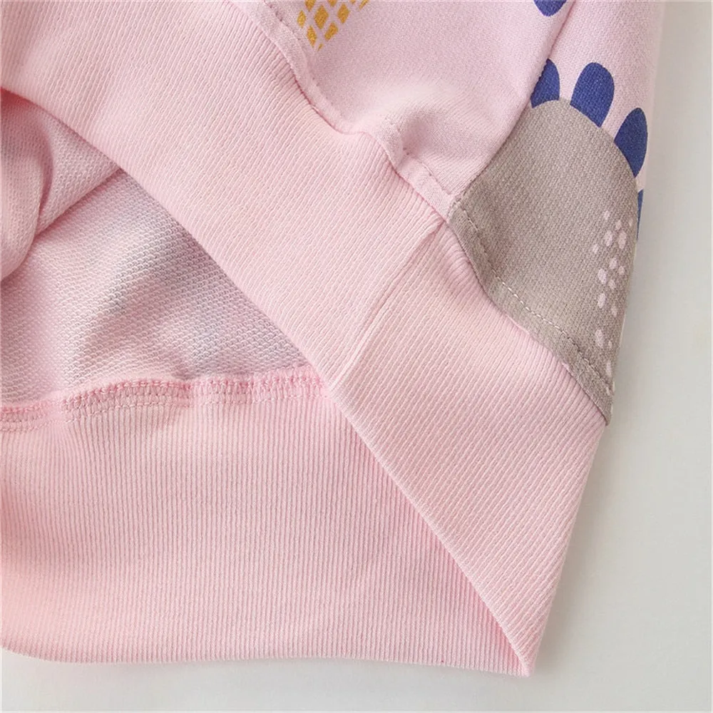 Girls Animal Print Cotton Sweatshirt - Pink