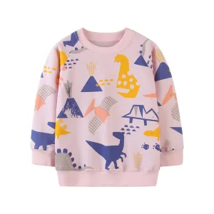Girls Animal Print Cotton Sweatshirt - Pink