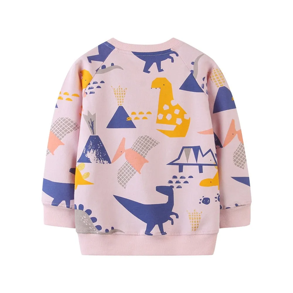 Girls Animal Print Cotton Sweatshirt - Pink