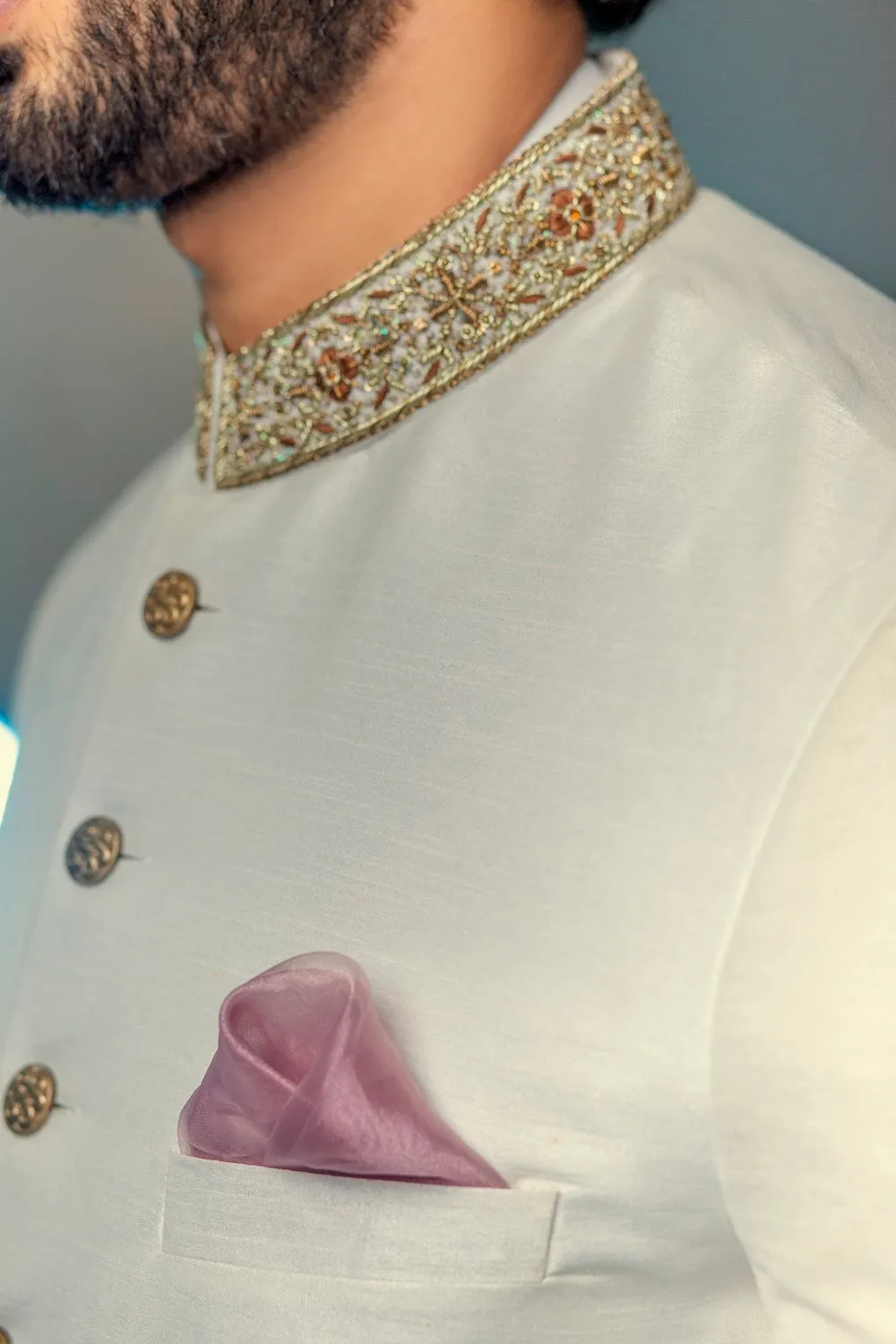 Golden Mens Sherwani Pakistani Designer Dress #GN77