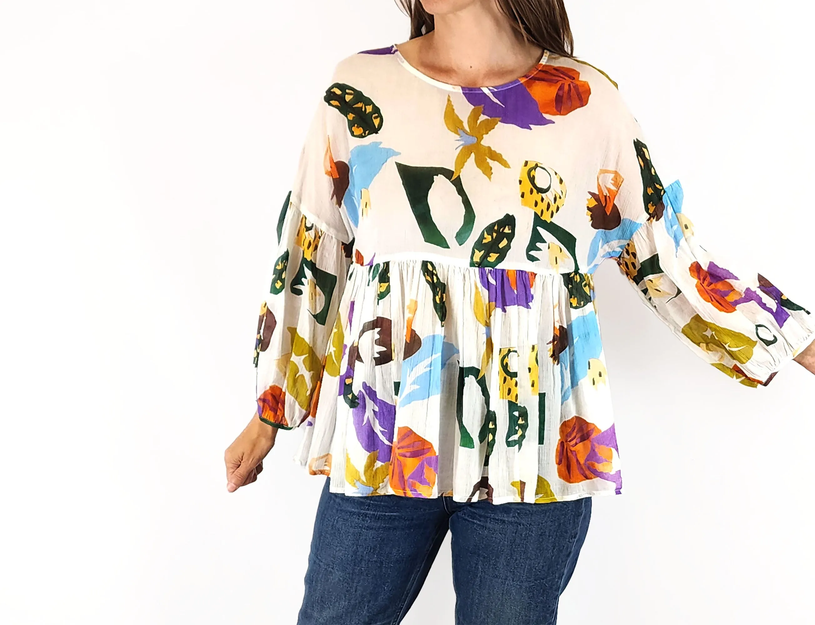 Gorman colourful light weight long sleeve top size 8