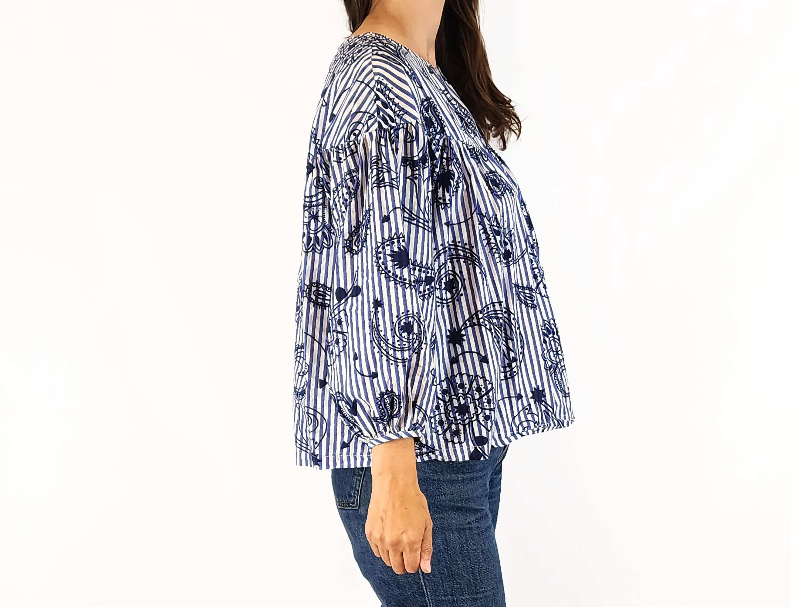 Gorman striped and paisley print top size 8 (note: tiny stain)