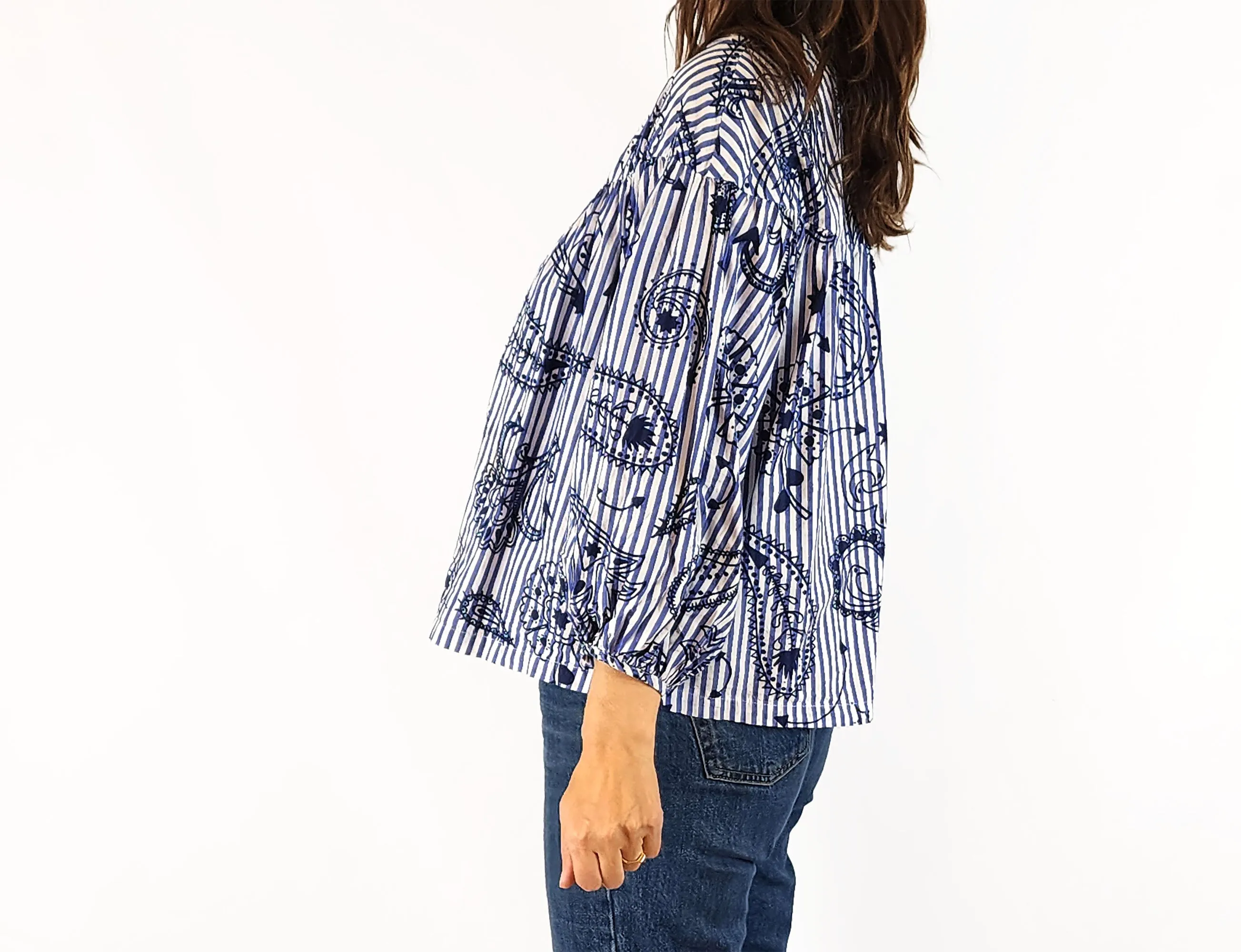 Gorman striped and paisley print top size 8 (note: tiny stain)