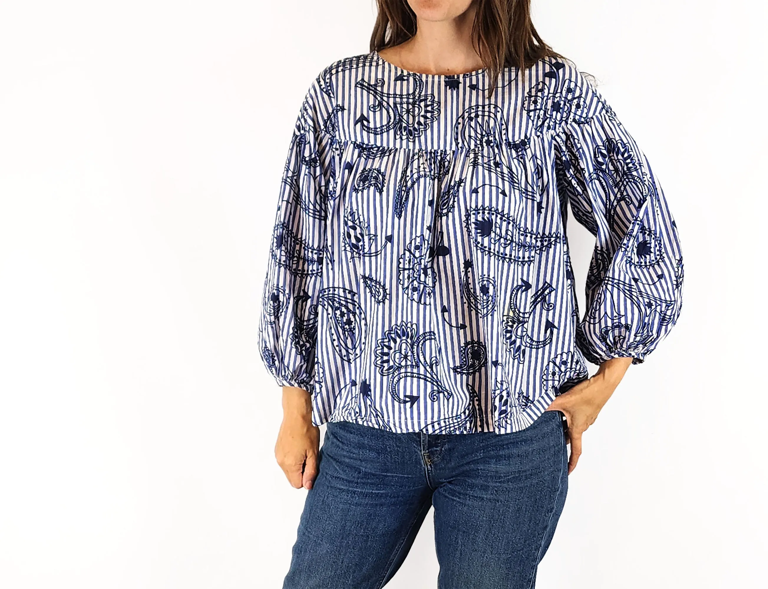 Gorman striped and paisley print top size 8 (note: tiny stain)