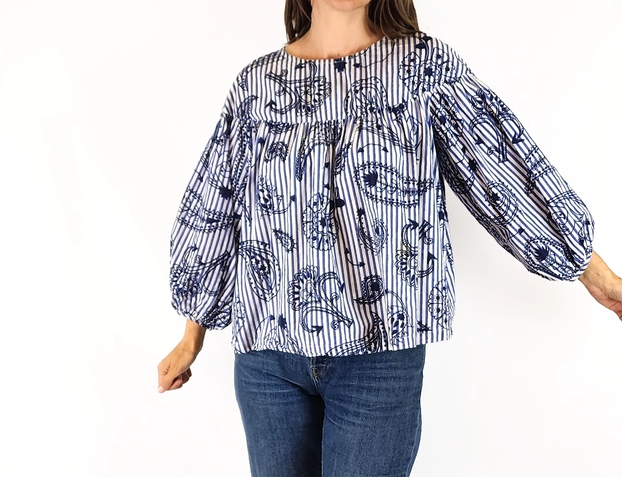 Gorman striped and paisley print top size 8 (note: tiny stain)