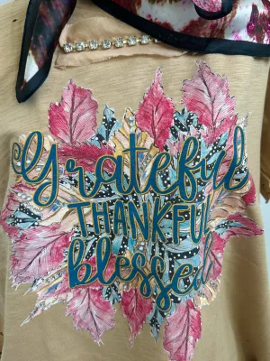 Grateful-Thankful-Blessed Tattered Rare Bird Shirt