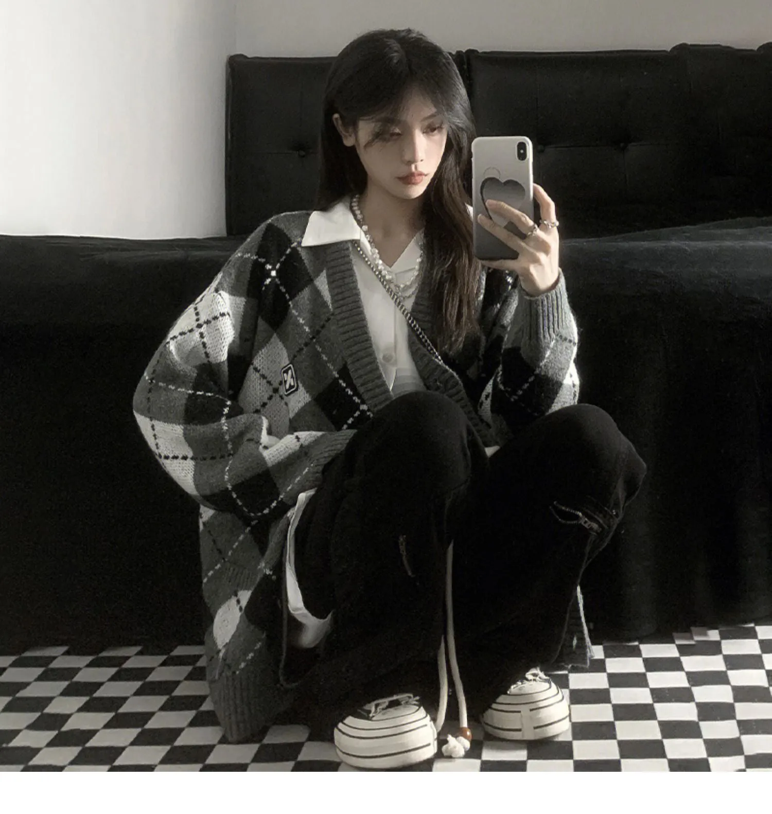 Gray Argyle Sweater  UB96057