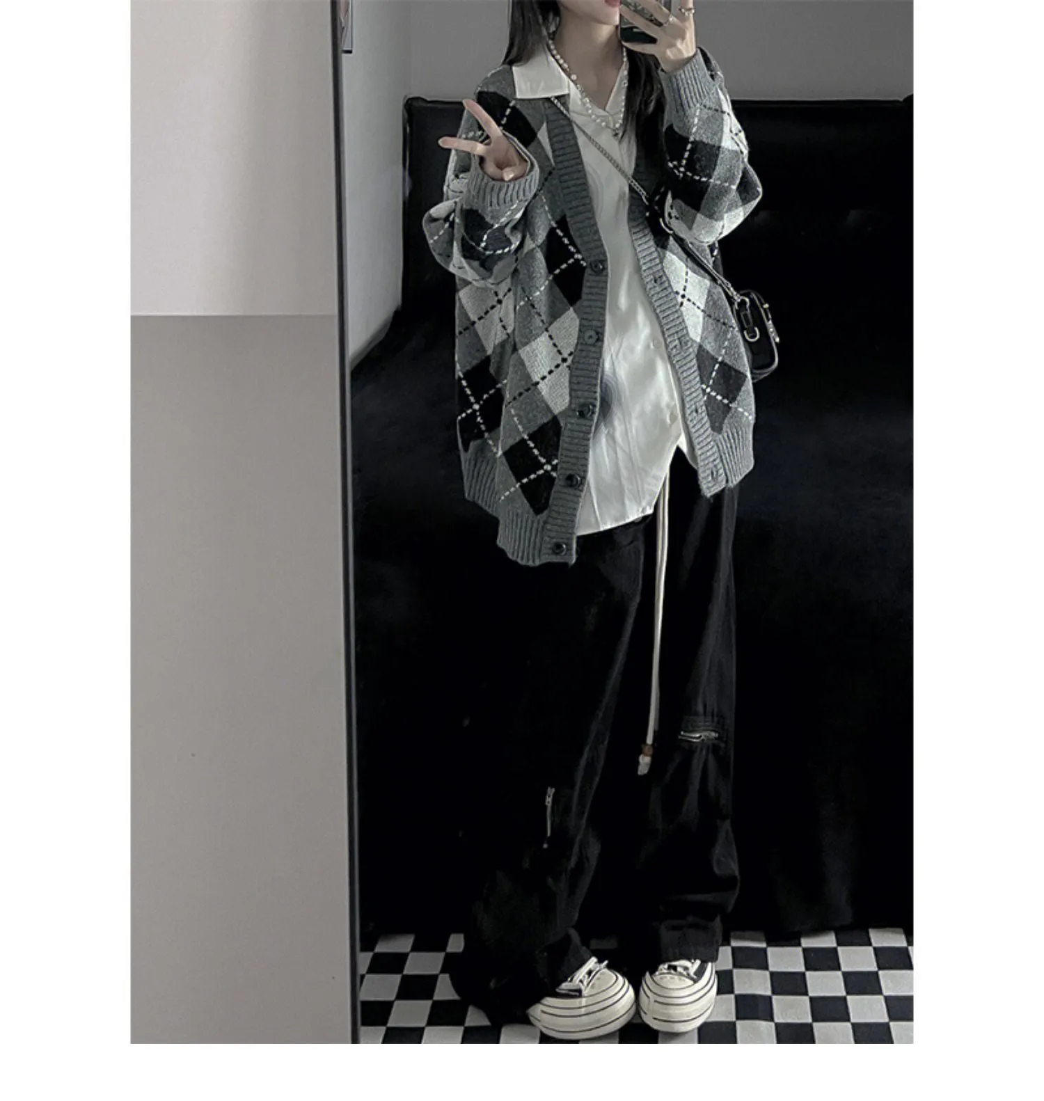 Gray Argyle Sweater  UB96057