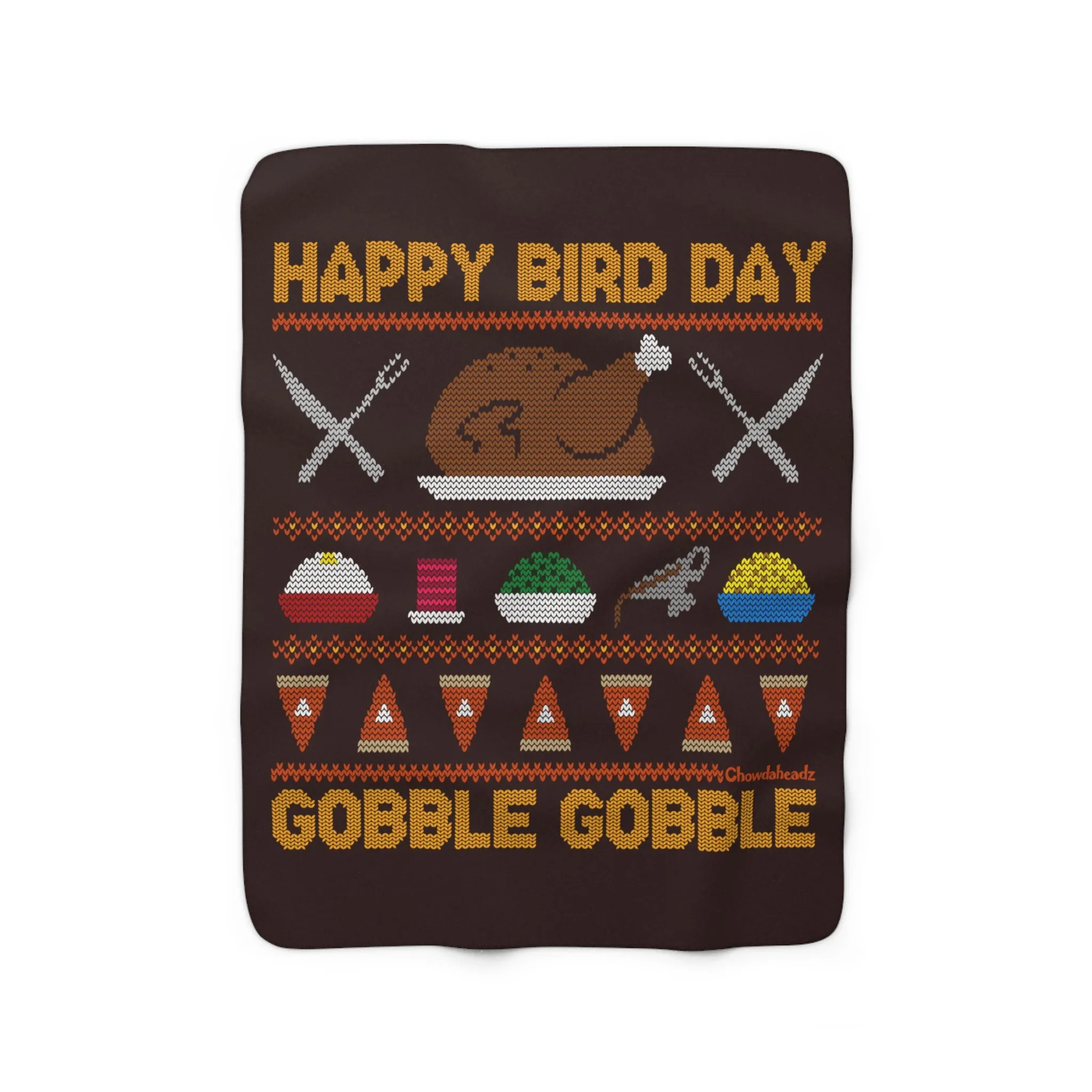Happy Bird Day Thanksgiving Sherpa Fleece Blanket