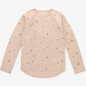 Haut de pyjama rose avec un motif de papayes en coton, adulte || Pink pajama top with papayas print in cotton, adult
