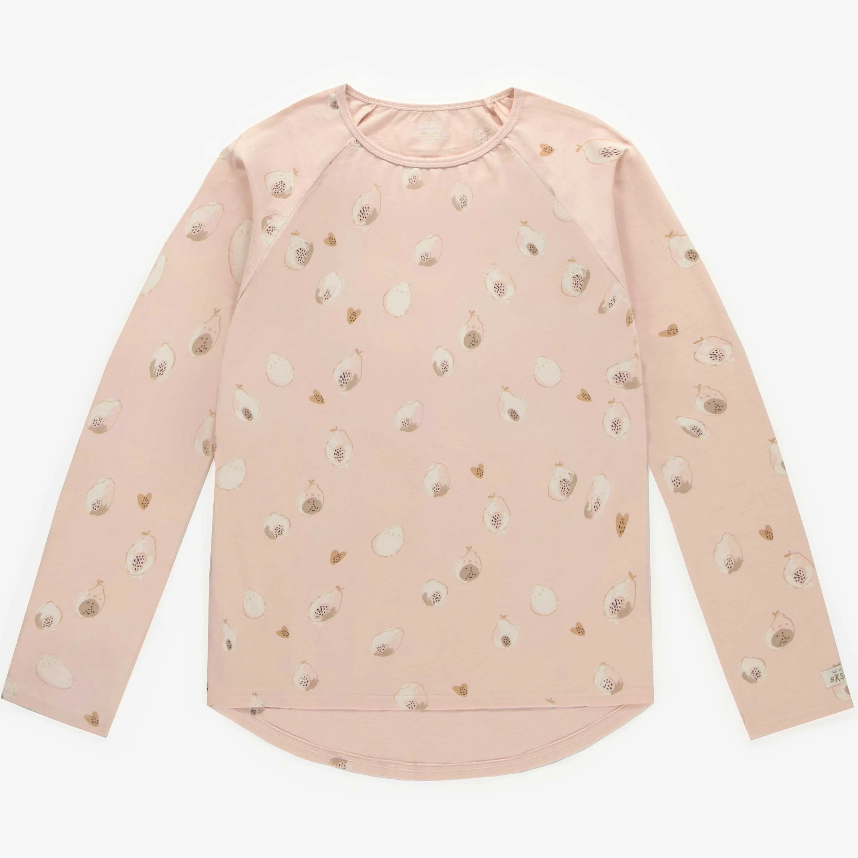 Haut de pyjama rose avec un motif de papayes en coton, adulte || Pink pajama top with papayas print in cotton, adult