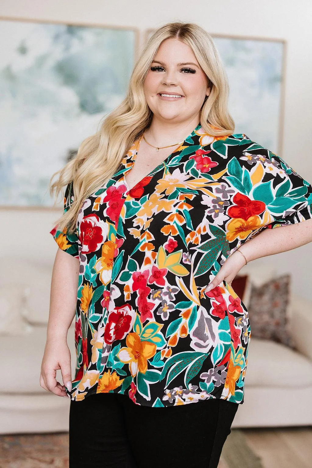 Hazel Blues® |  Pretty in Paradise Floral Blouse