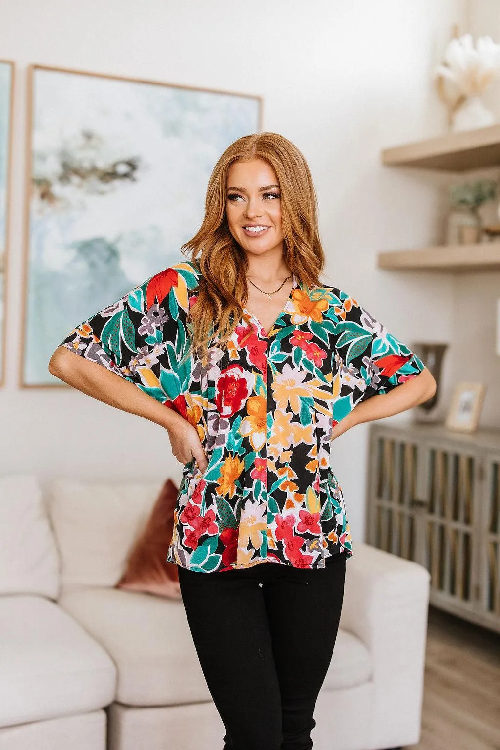 Hazel Blues® |  Pretty in Paradise Floral Blouse