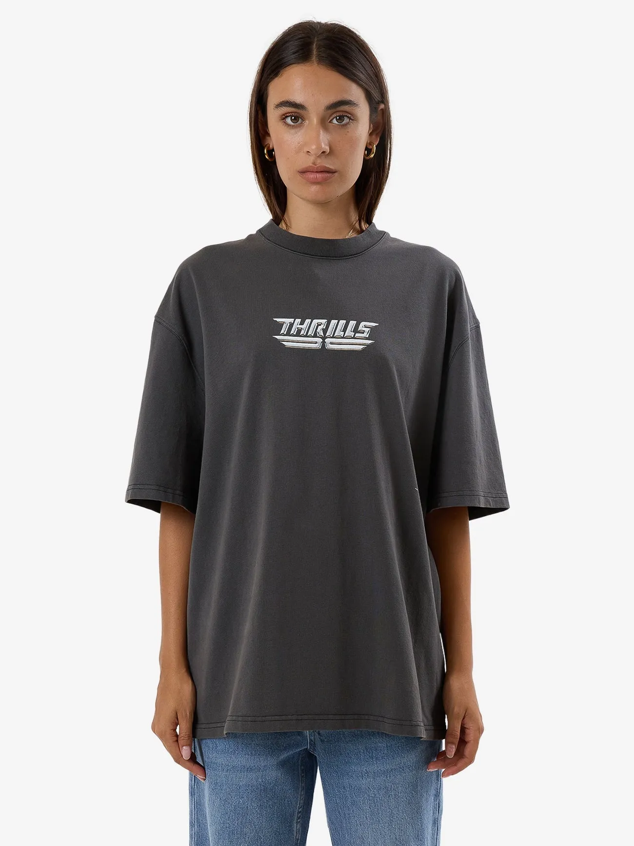 HIGH SHINE OVERSIZED TEE - MERCH BLACK