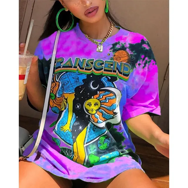 High Street Oversized T-shirt Women Summer Y2K Clothes Plus Size Short Sleeve Harajuku O-neck Graphic Bodyfriend Tee Tops