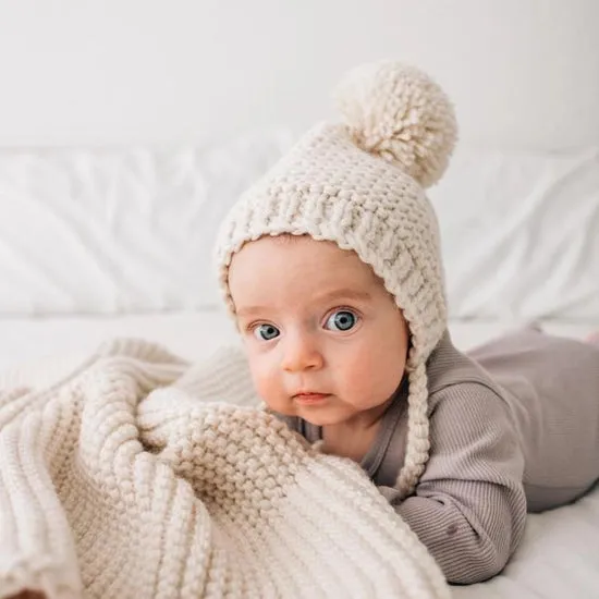 HUGGALUGS Garter Stitch Knit Bonnet