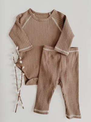 Imperfect Kaeson Ribbed Lounge Set | Chocolate (3-6M)