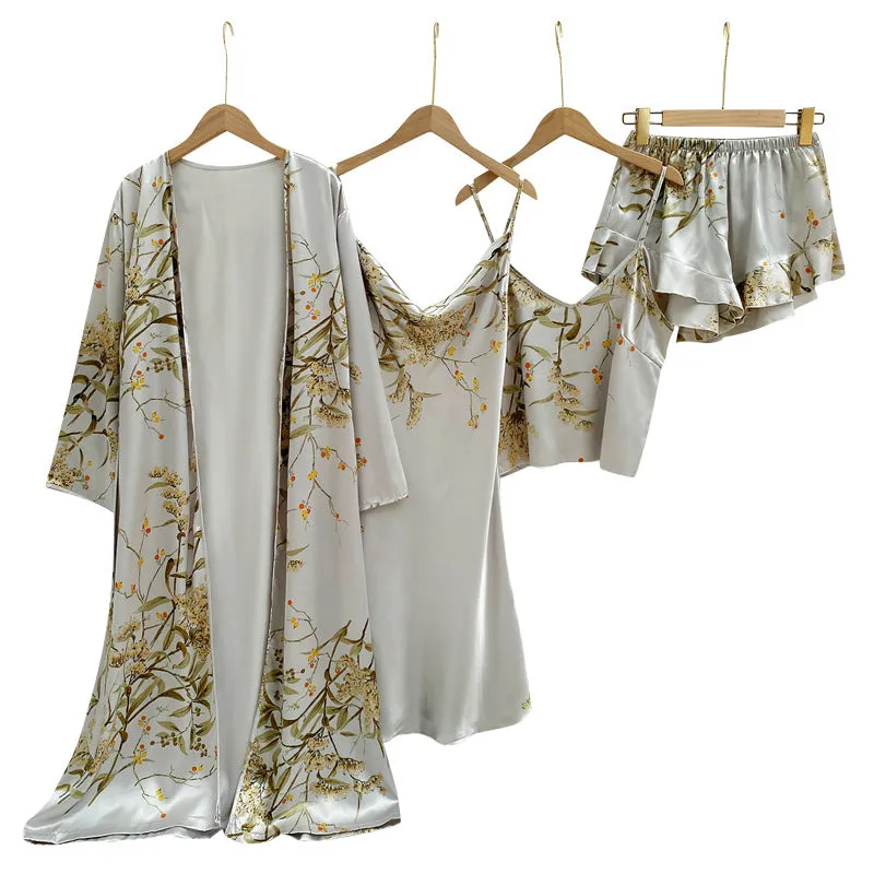 INSTOCK- Five-piece set printed little cherry pajamas nightgown