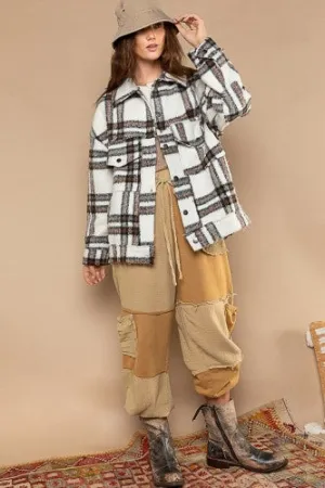 Ivory   Black Oversized Trucker Shacket