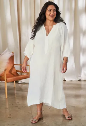 Ivory Gauze Dress with Pockets