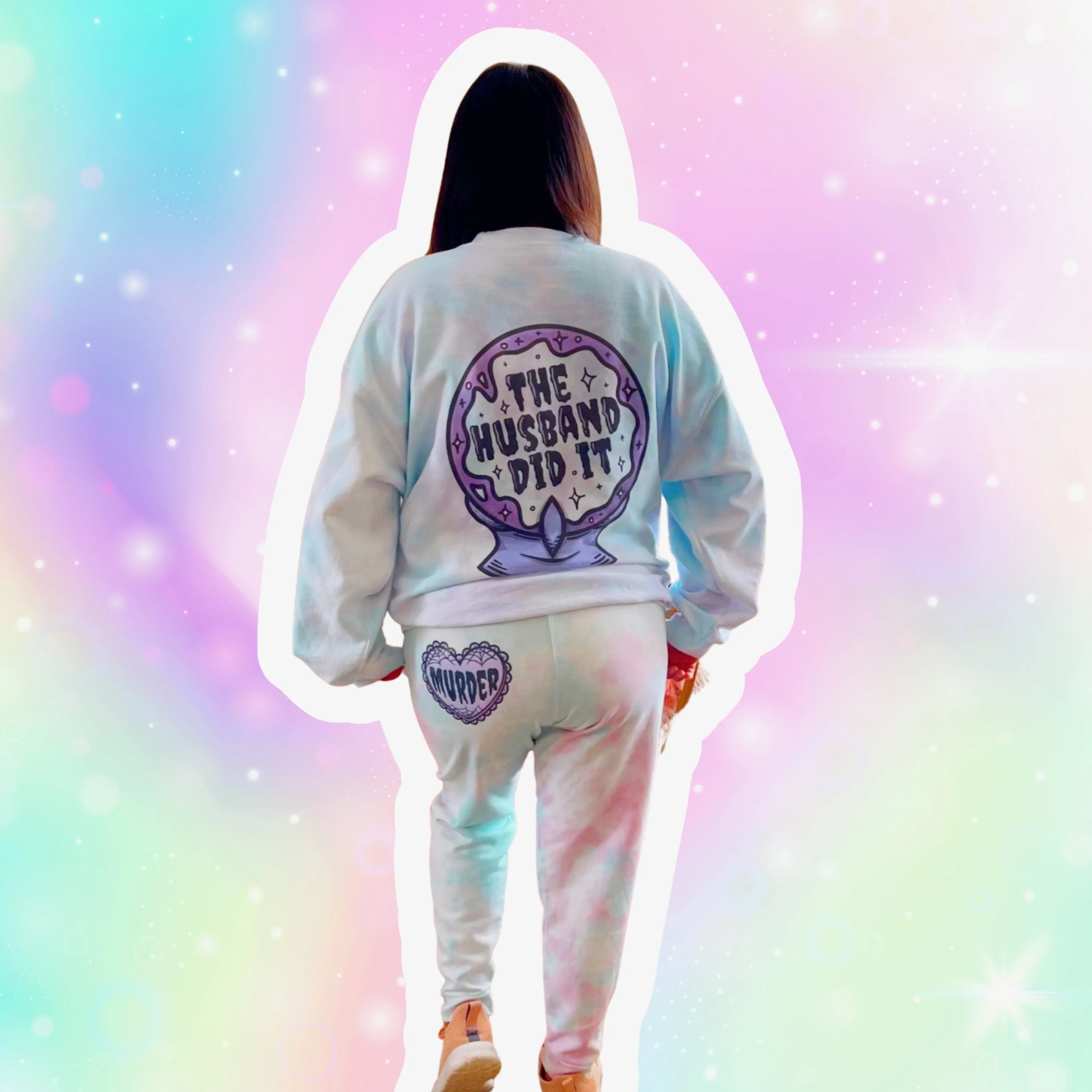 Jogger Pants The Husband Did It- True Crime Cotton Candy Tie Dye