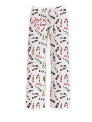 Just Screw It Wine Theme Lounge Pants: X-Large