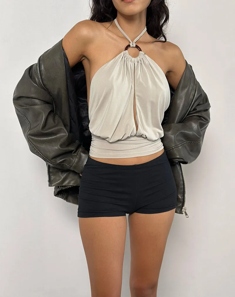 Karise Plunge Top in Cupro Oatmilk
