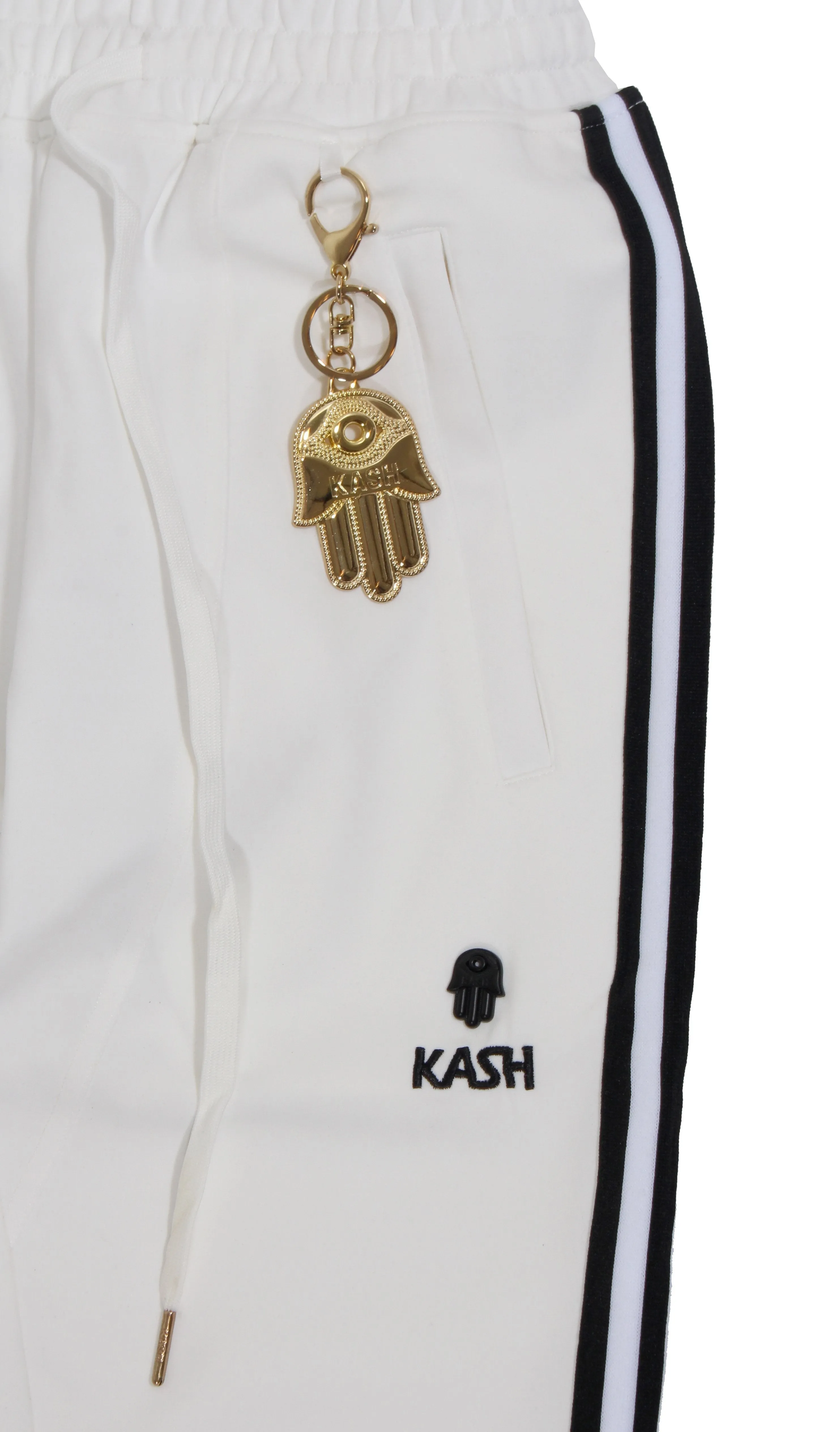 Kash Track Pant W/ Embroidery - White