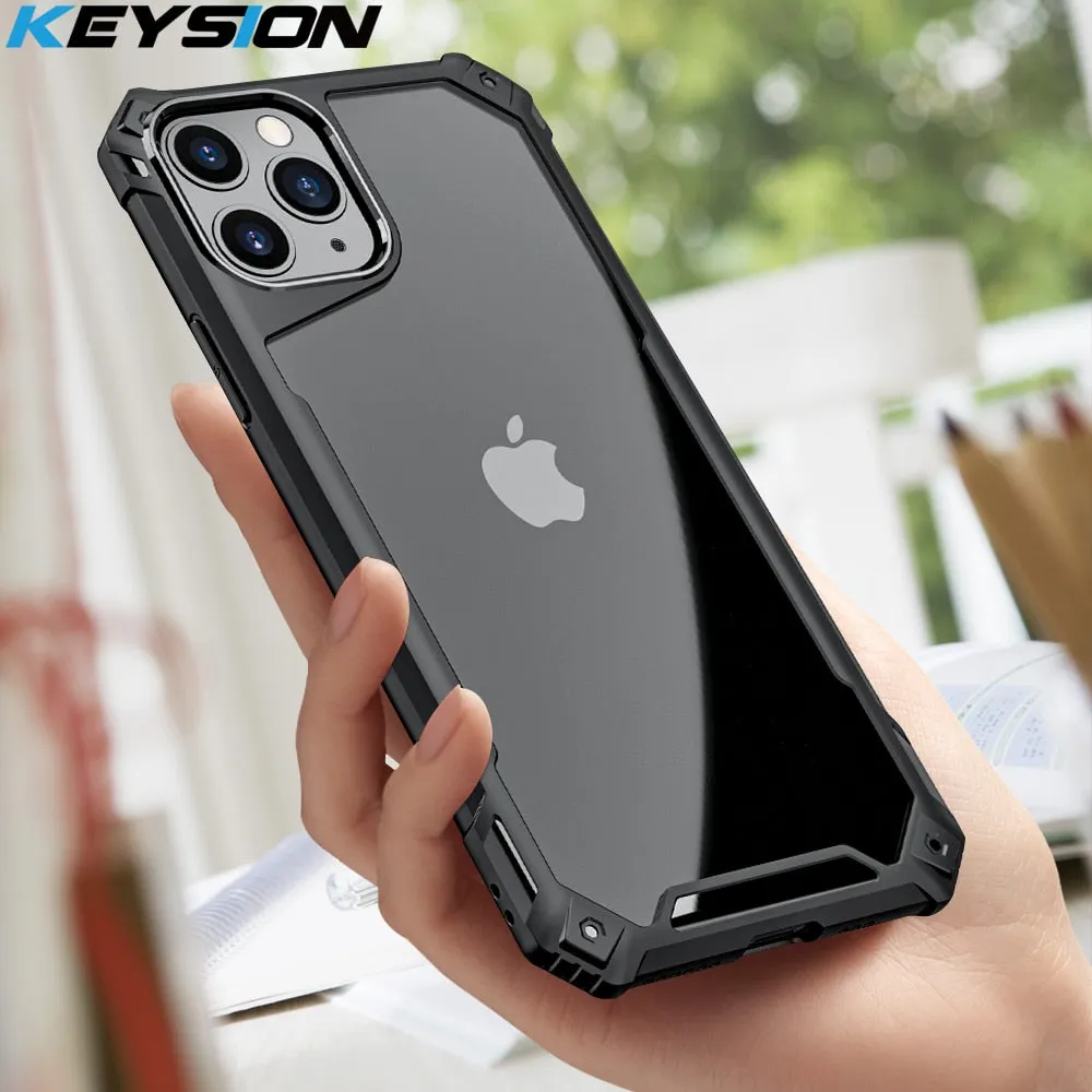 KEYSION Mode Stoßfest Fall für iPhone SE 2020 11 Pro Max Transparent Telefon Zurück Abdeckung für Apple iPhone 8 6s 7 Plus X XS XR