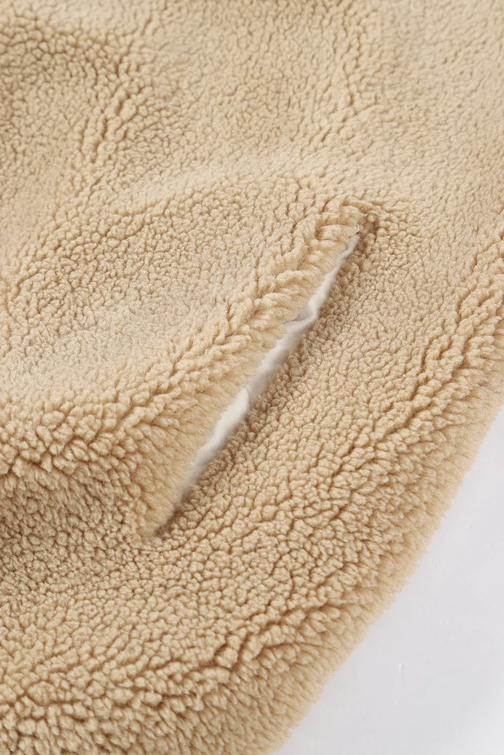 Khaki Contrast Patchwork Zip Neck Fleece Hoodie