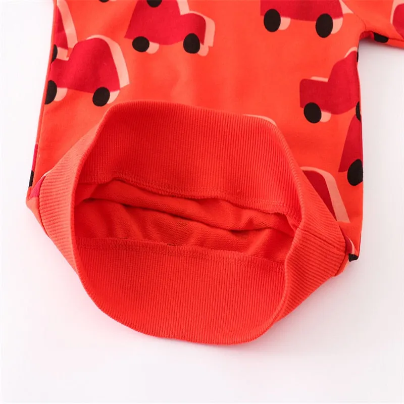 Kids Animal Print Long Sleeve Cotton Sweatshirts - Red, Pink, Yellow