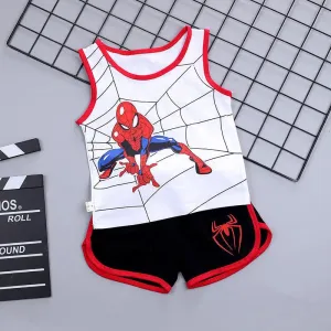 Kids Baby Boys Summer Clothes Sets Infant Kids Cartoon Spiderman CottonT-shirt Vest Shorts 2Pcs Suit Children's Wear 2-7Y