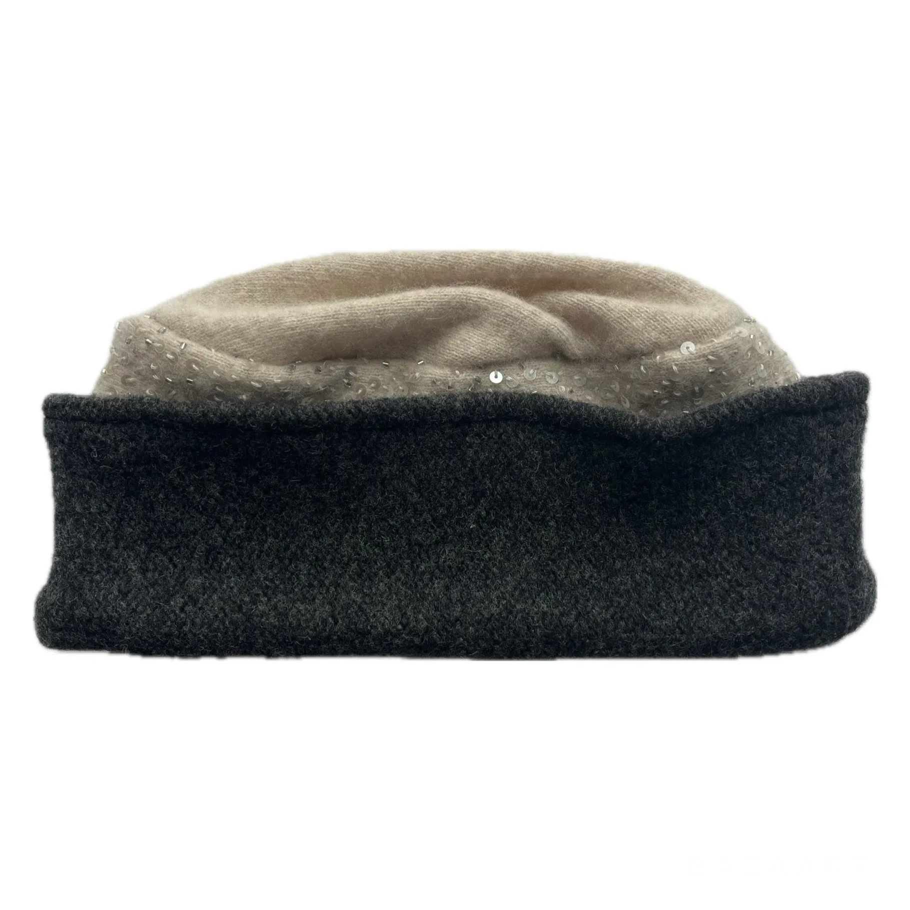 Kids Hat Cream & Sequins with Charcoal Band 156