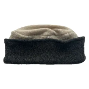 Kids Hat Cream & Sequins with Charcoal Band 156