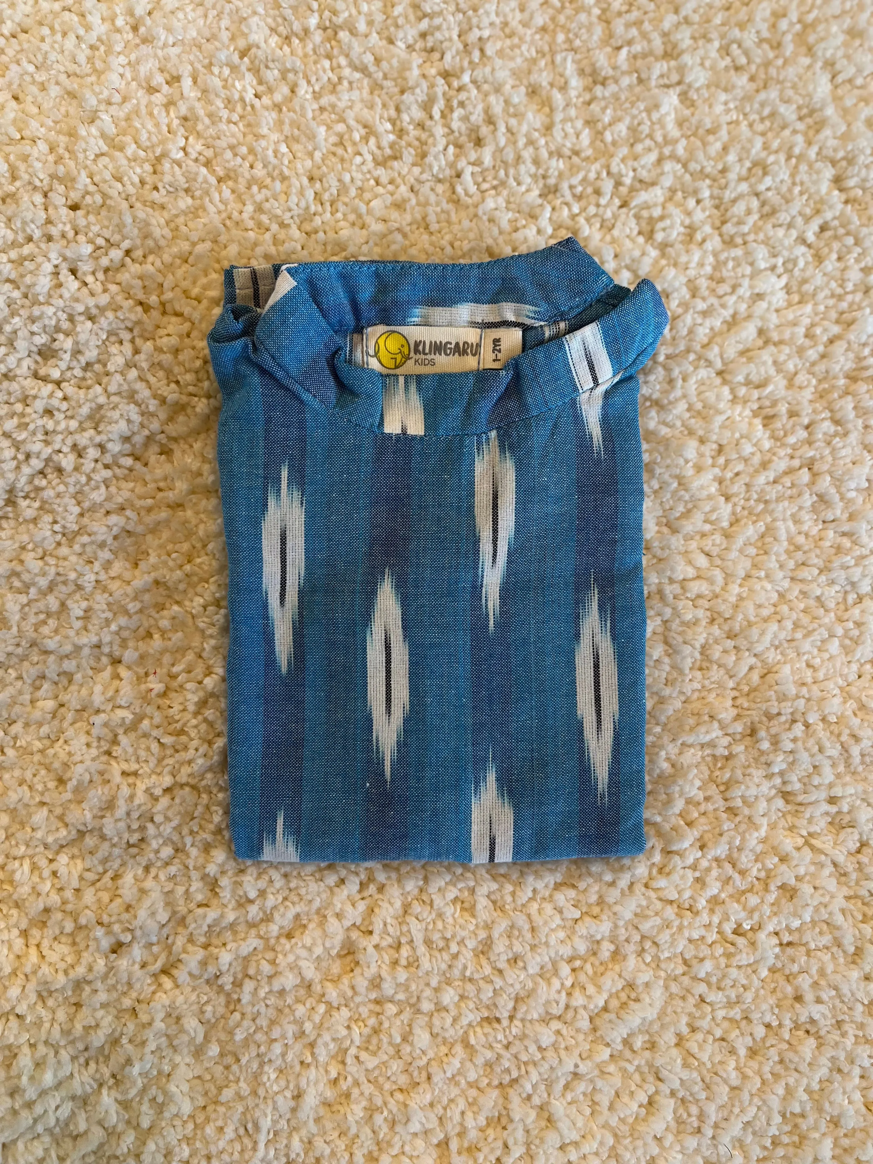 Klingaru Long Kurta - Sky Blue Ikat