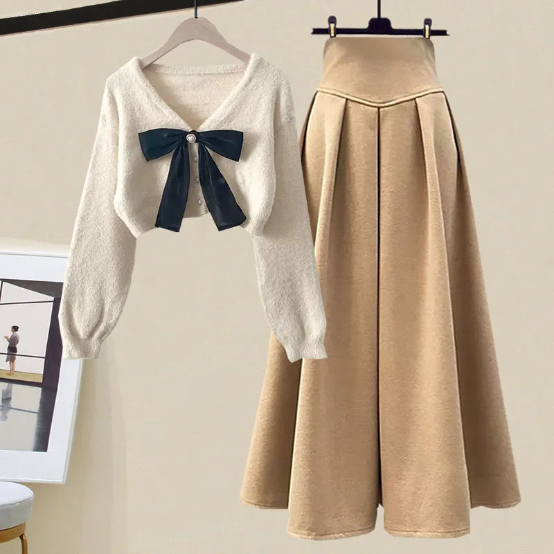Knitted sweater   skirt 2-piece set UB98572