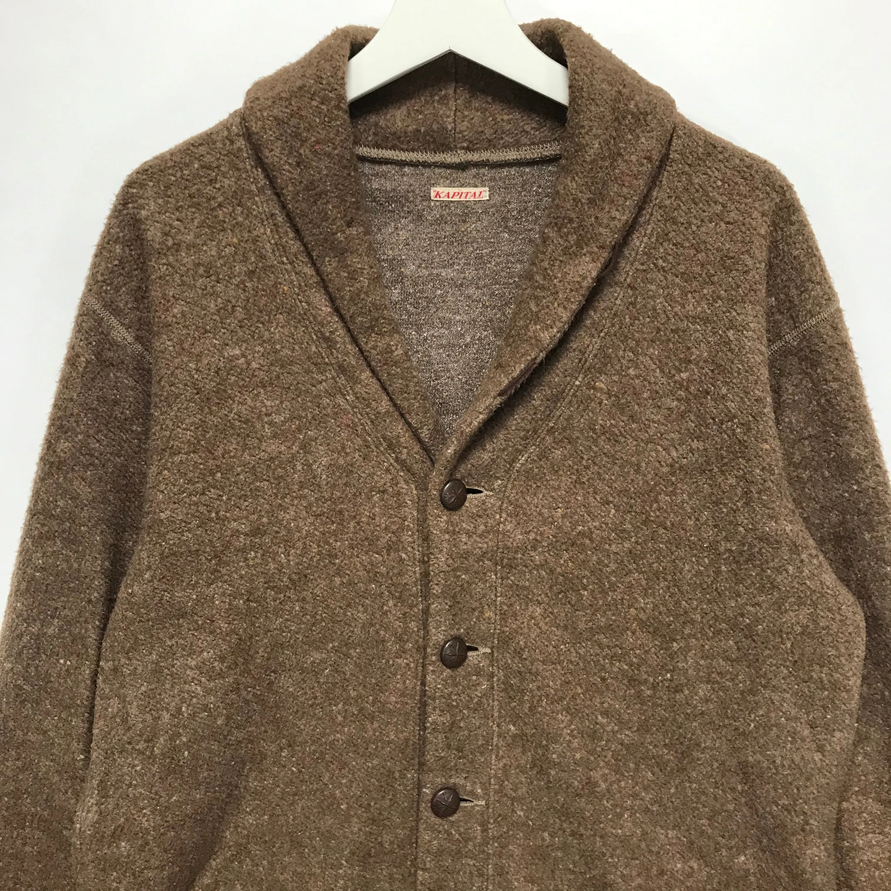 [L] Kapital Nautical Fleece Cardigan Brown