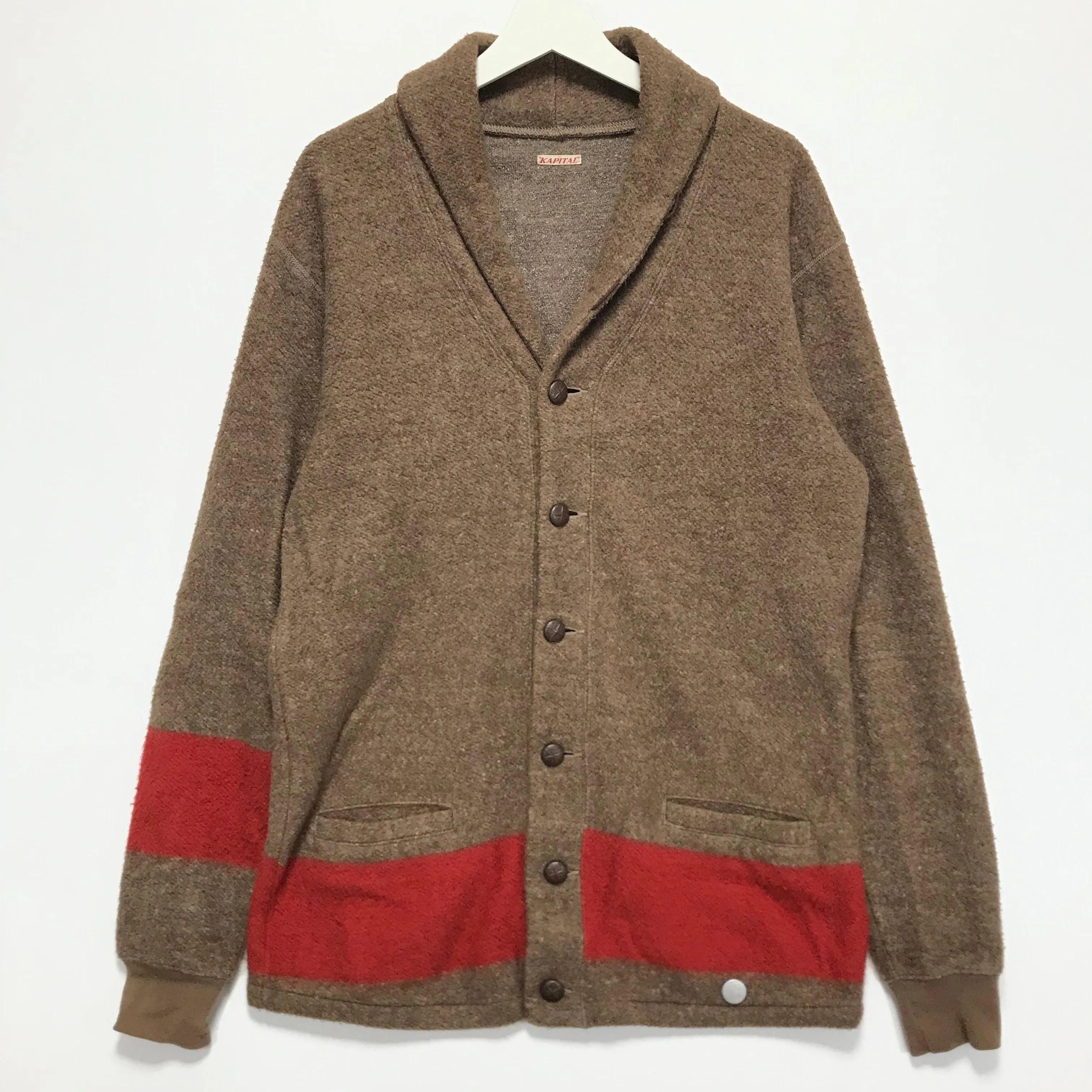 [L] Kapital Nautical Fleece Cardigan Brown