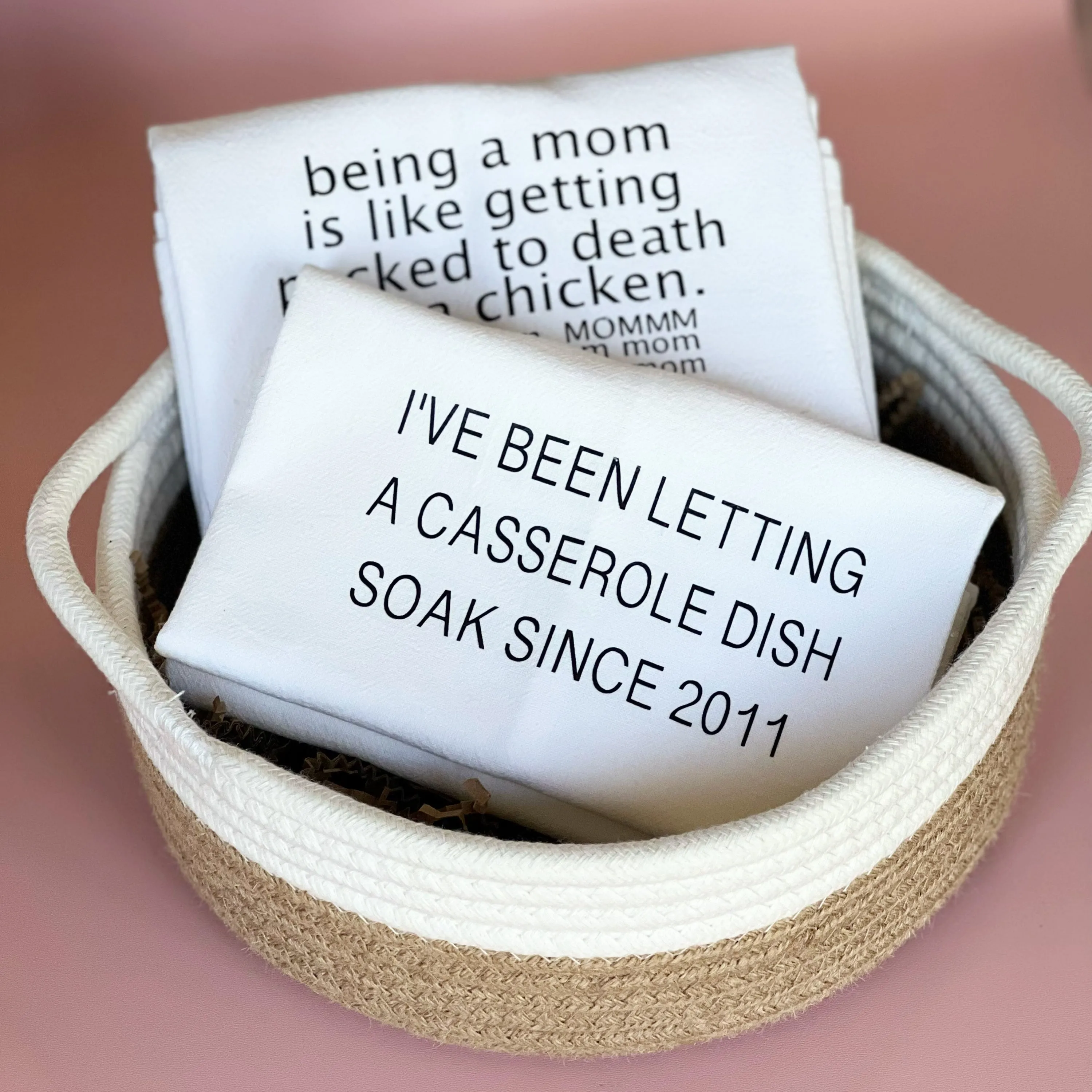 letting that casserole dish soak - humorous bar kitchen towel SM