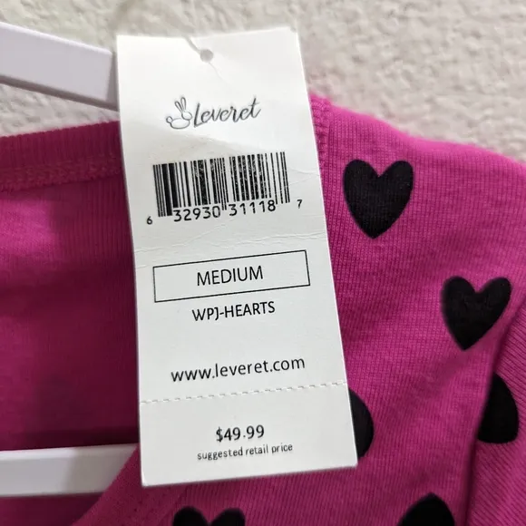 Leveret Hearts Cotton Pajamas 2pc Set