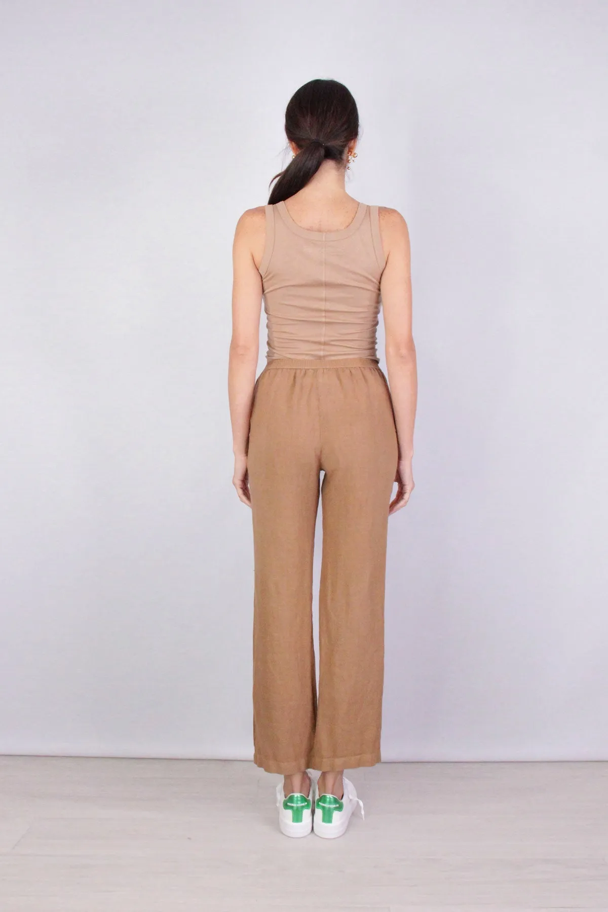 Linen Lounge Pant in Brown
