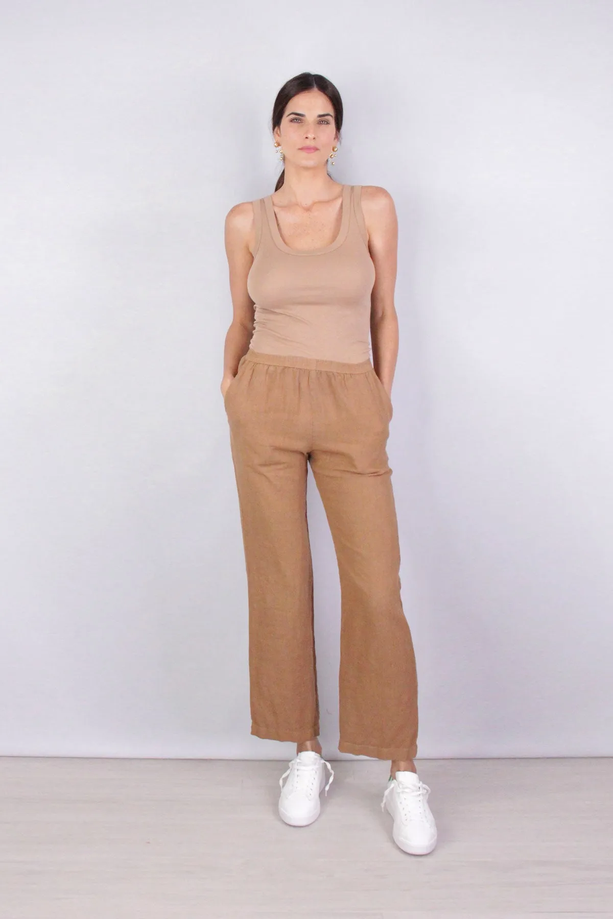 Linen Lounge Pant in Brown