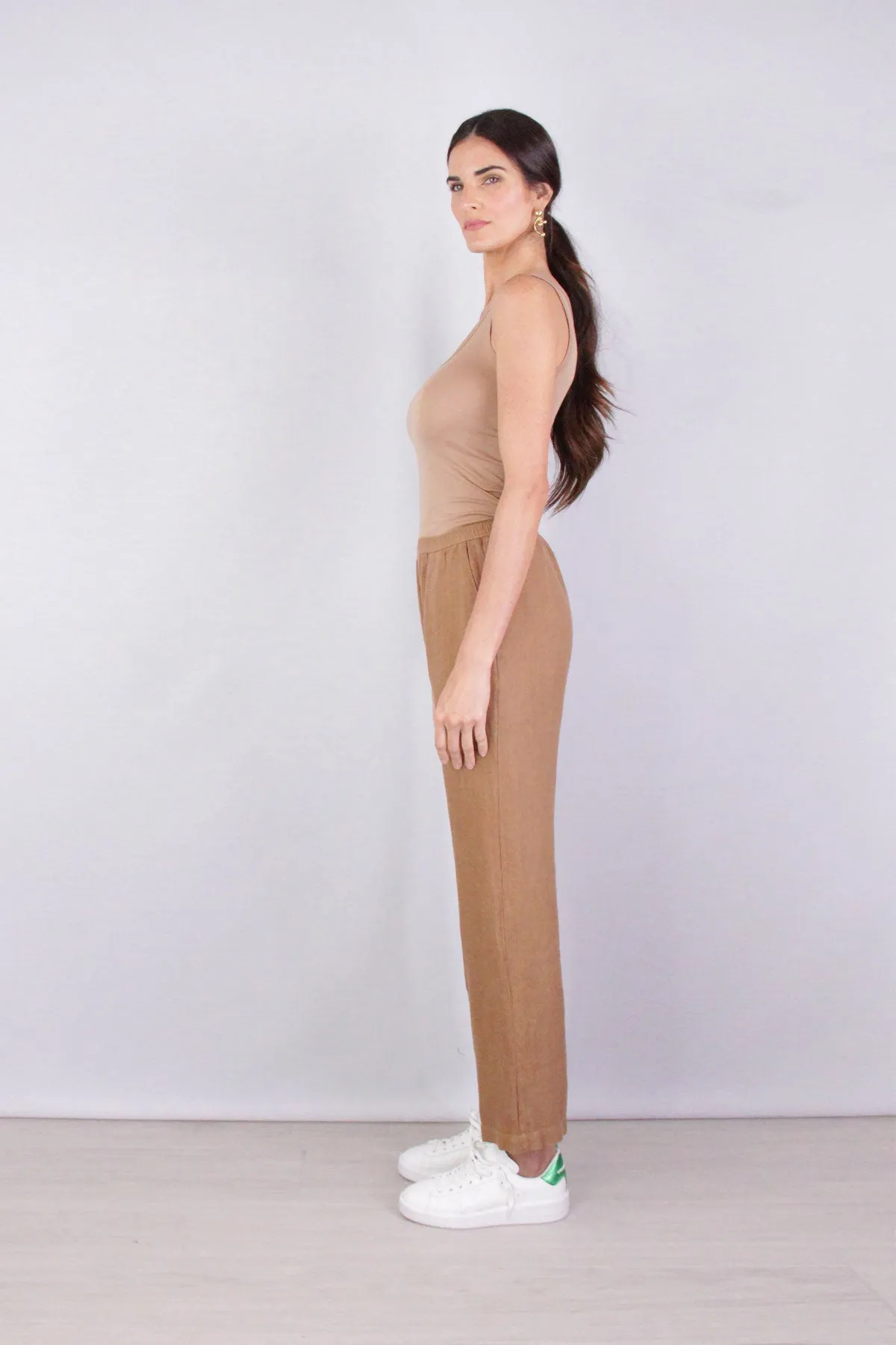 Linen Lounge Pant in Brown