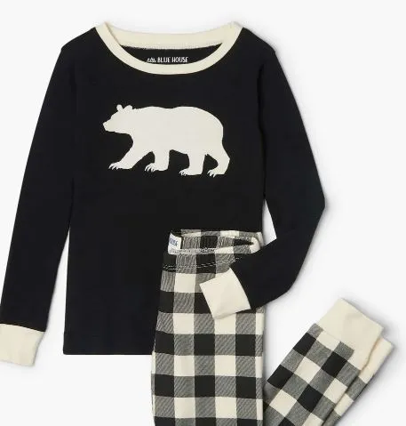 Little Blue House Pj's - Cream Plaid - 2