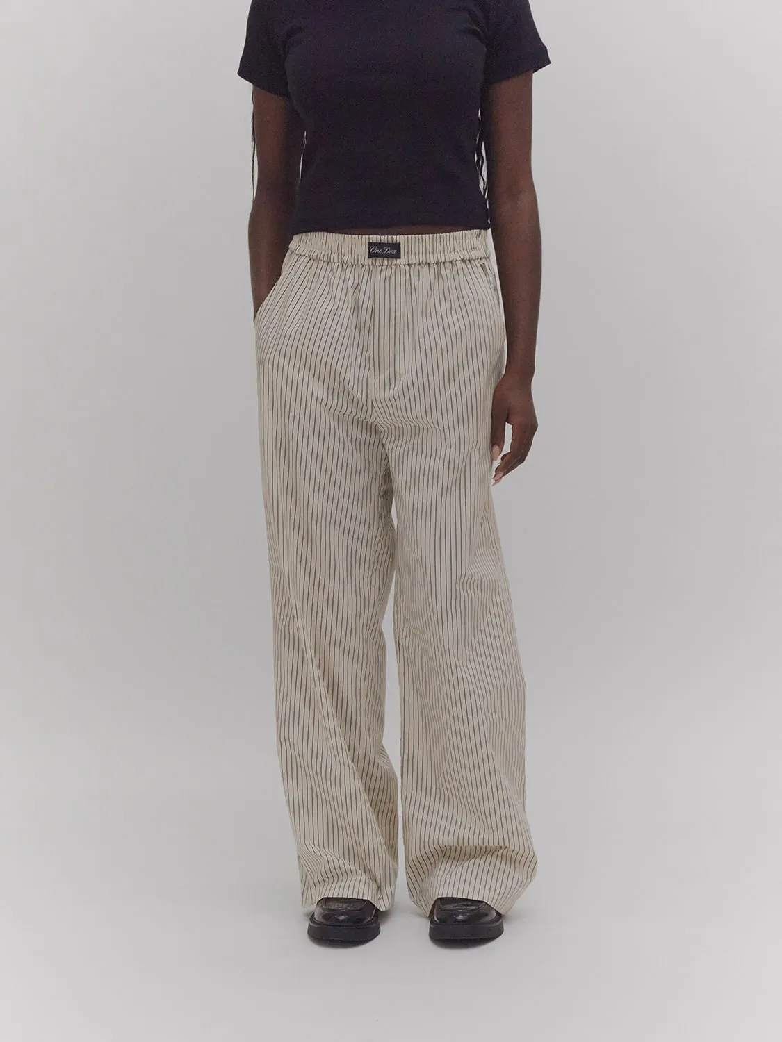 Lounge Pants Khaki Pinstripe