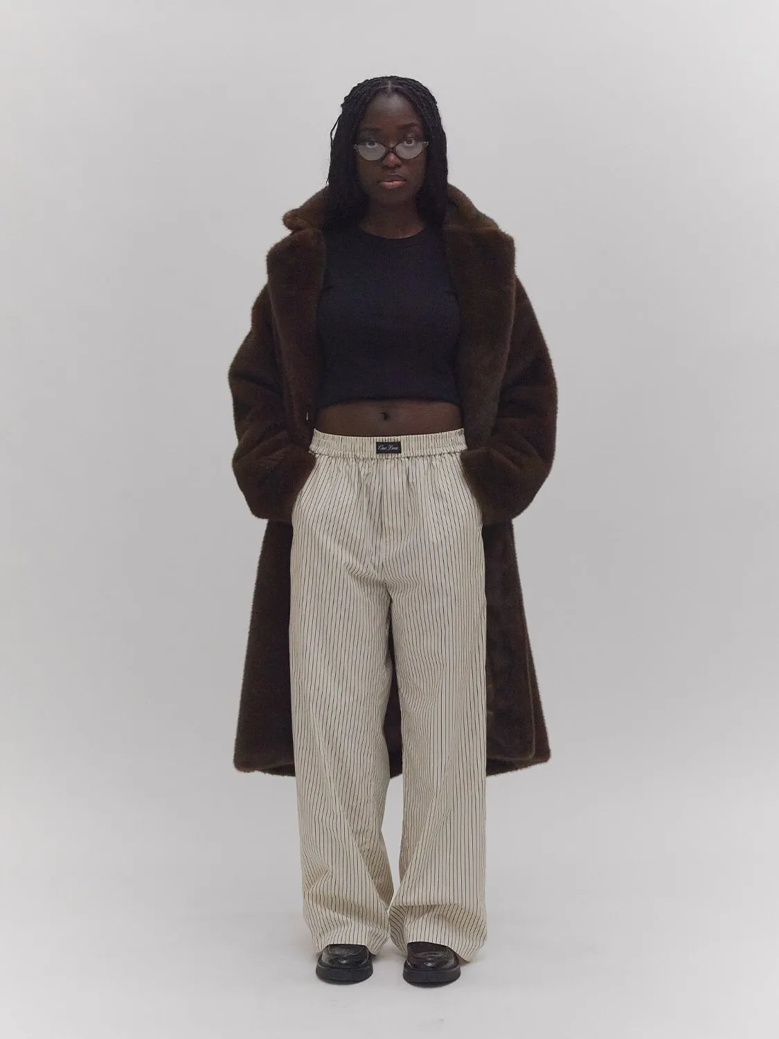 Lounge Pants Khaki Pinstripe
