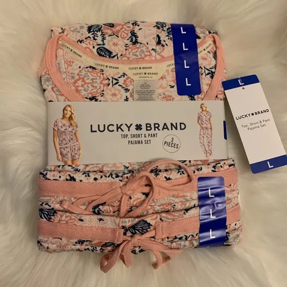LUCKY BRAND NWT 3 Piece Floral Lounge Pajamas Set