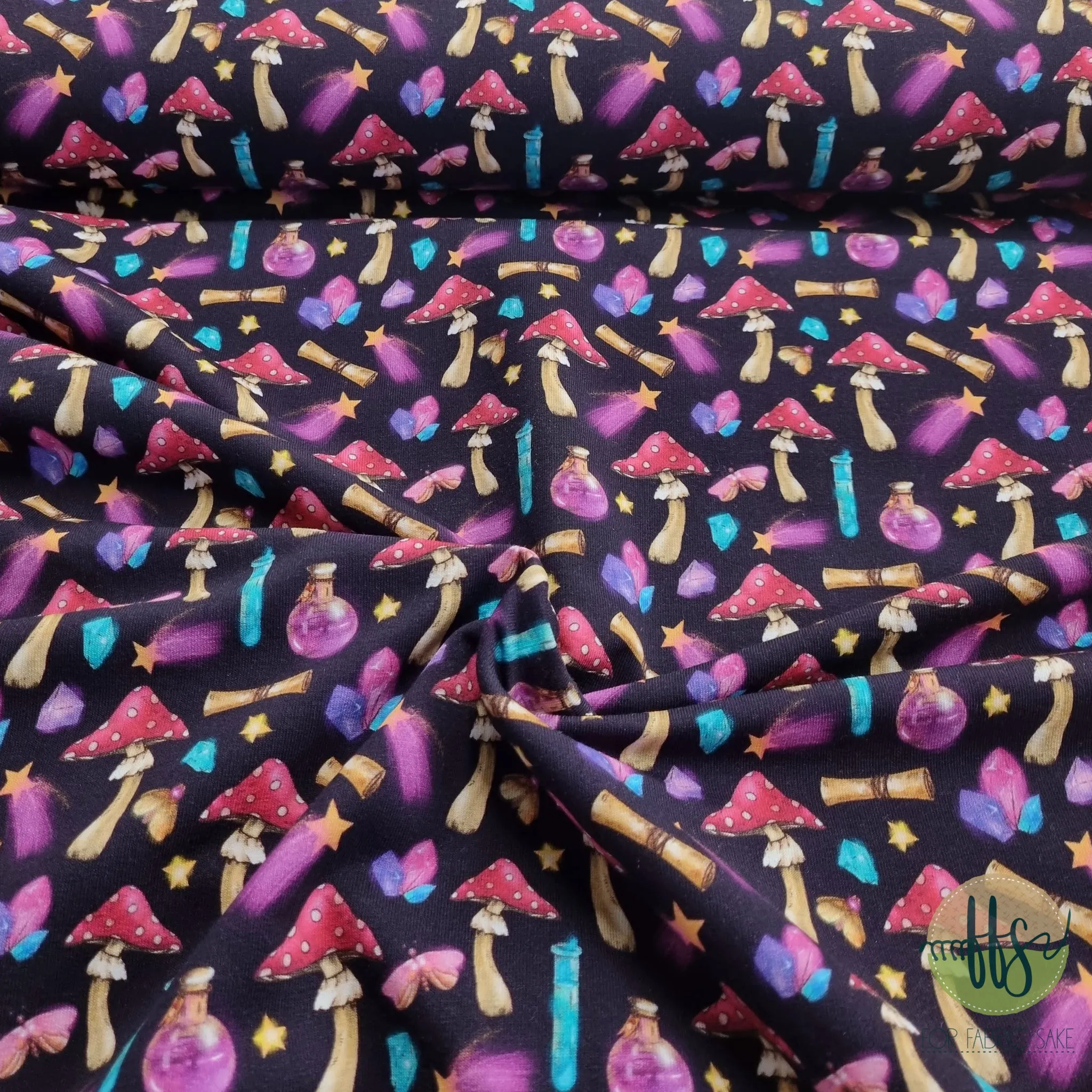 Magic Mushroom-French Terry Cotton Spandex