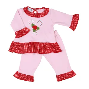 Magnolia Baby Candy Cane Applique PJ Set